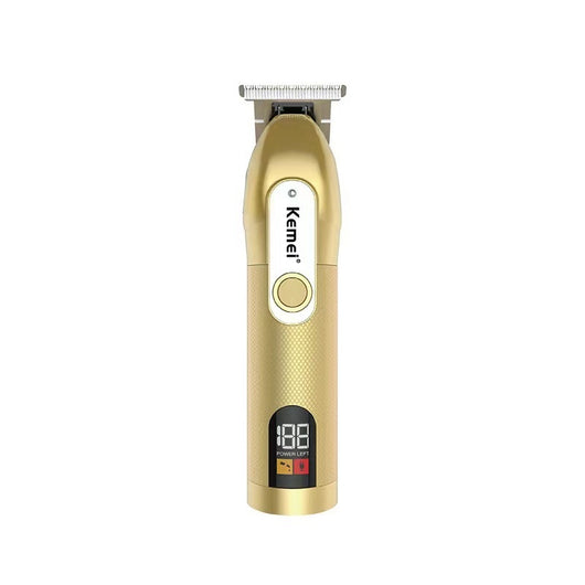 Dark gray Kemei electric hair clipper with a digital display showing "188 POWER LEFT" and a textured grip. - Image 5