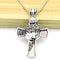 Christian Crown Of Thorns Vintage Cross Necklace Pendant Vintage Plateado Thin chain