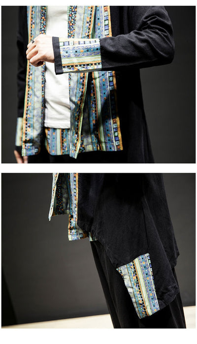 Abrigo Kimono Cardigan de Algodón y Lino - Estilo Japonés Moderno para Hombre - Image 20