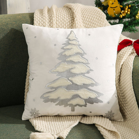 Funda de Almohada Navideña con Árbol Bordado y Bronce - Image 9