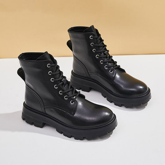 Botas Martin Plataforma Cuero Estilo Británico para Mujer - Image 7