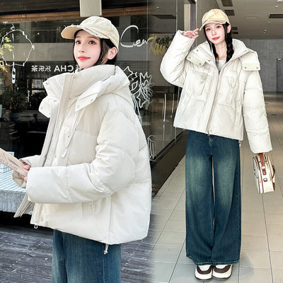 Chaqueta Corta Acolchada con Capucha para Mujer - Image 3