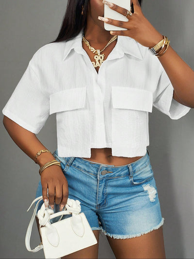 Camiseta Casual para Mujer con Bolsillos - Colores Sólidos - Image 17