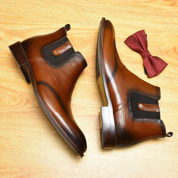 Botas Martin de Cuero Estilo Británico Rojo Intenso para Hombre