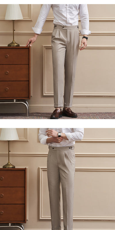 Pantalones Casuales Drapeados Slim-Fit para Hombre - Traje de Negocios - Image 20