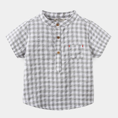 Camisa Infantil de Algodón Azul a Cuadros - Estilo Casual Cómodo - Image 3