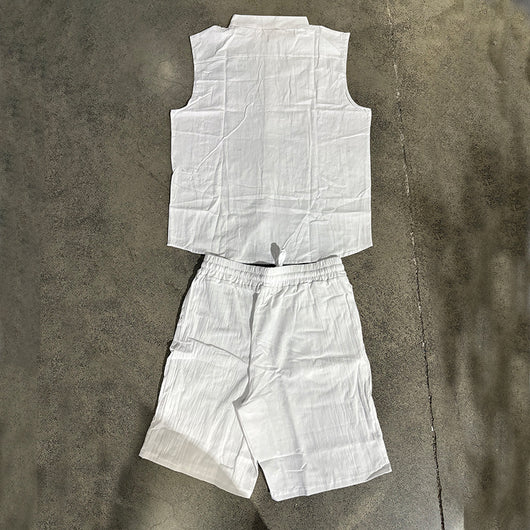 Conjunto de Camisa y Pantalones Cortos de Lino para Hombre - Image 25