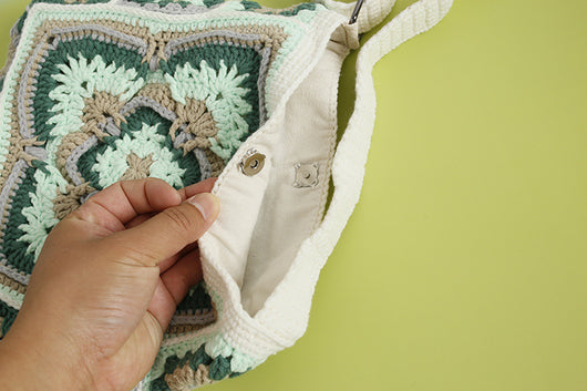 Bolso Bandolera Tejido a Mano Estilo Bohemio Cuadros Abuela - Image 16