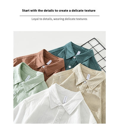 Camisa Casual de Algodón y Lino en Colores Sólidos - Image 11