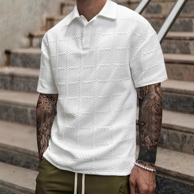 Polo Manga Corta Texturizado para Hombre con Cuello Solapa