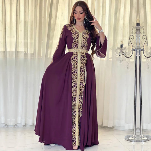 Vestido Árabe Dubái con Bordado y Apliques de Lujo - Image 6