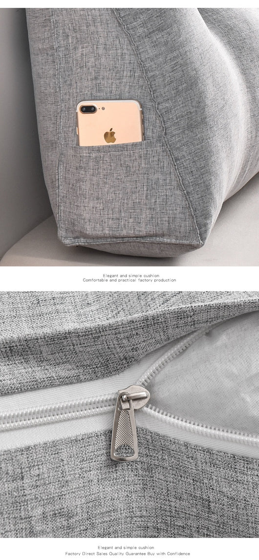 Cojín Triangular de Algodón y Lino Desmontable para Cabecera de Cama - Image 13