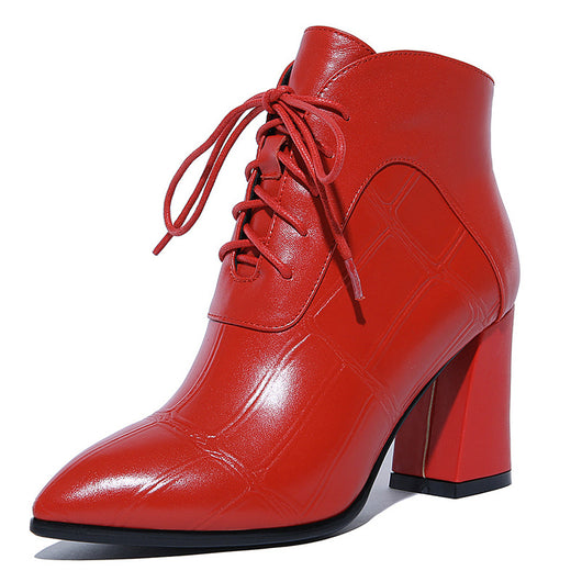 Botas de Cuero con Tacón Grueso - Estilo Versátil para Mujer - Image 6