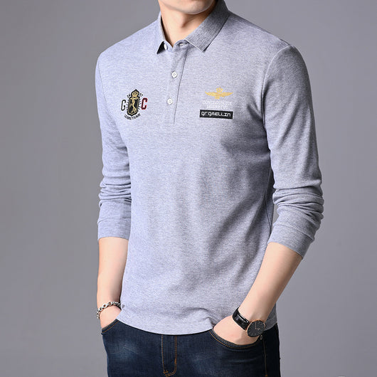 Camiseta Casual de Manga Larga con Cuello para Hombre