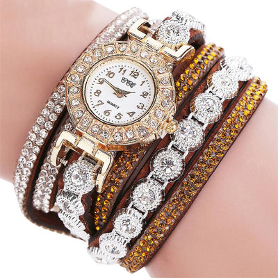 Reloj de Cuarzo para Mujer con Pulsera de Cuero y Diamantes de Imitación - Image 5