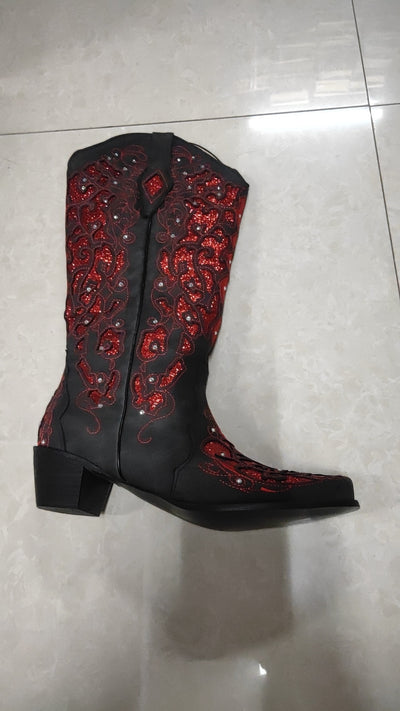 Bota Muslo Alto con Cristales Brillantes - Image 4