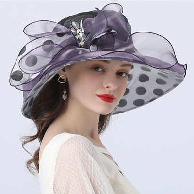 Sombrero de Ala Ancha para Mujer con Lunares - Protección Solar Elegante - Image 8