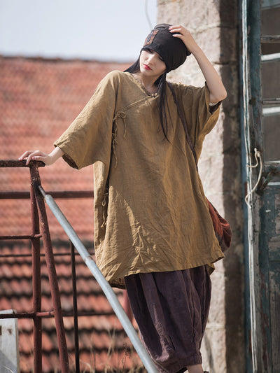 Camiseta Manga Larga Mujer Algodón Ramio con Cierre Diagonal - Image 7