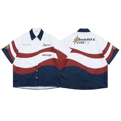 Camisa Moto Retro Americana con Contraste de Colores - Image 8