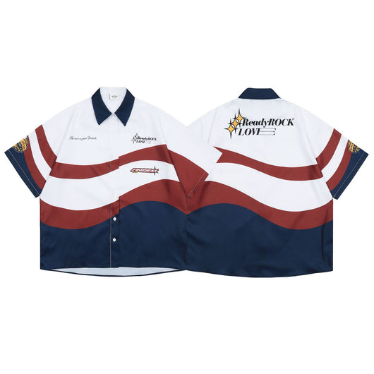 Camisa Moto Retro Americana con Contraste de Colores - Image 8