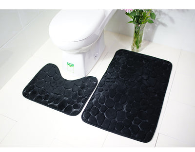 Juego de Tapetes Antideslizantes para Baño con Diseño de Piedra de Río - Image 16