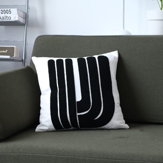 Cojín Geométrico Modern Jane Onda Puntos Negro y Blanco - Image 4