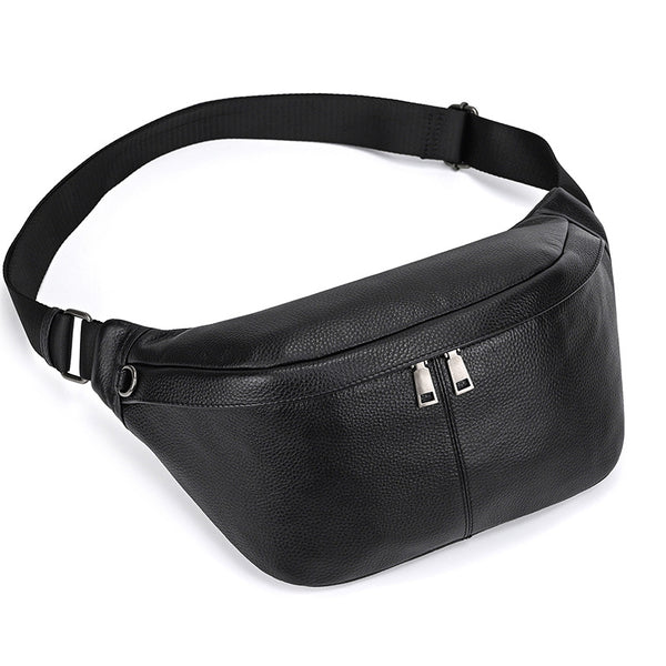 Bolsa de Pecho de Cuero Genuino para Hombre - Grande y Versátil