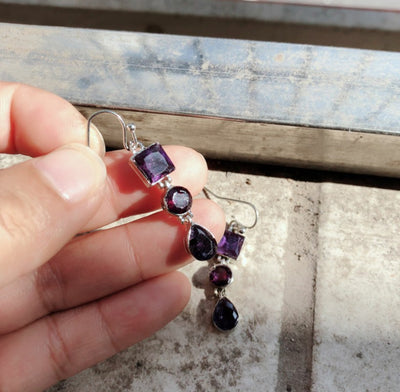 Aretes de Plata 925 Amatista Colgantes Elegantes para Mujer - Joyería de Moda - Image 3