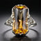 Anillo Hueco Citrina Tallado Estilo Europa y América