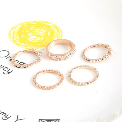 Set de 5 Anillos Apilables Estilo Bohemio en Tono Oro Rosa - Image 27