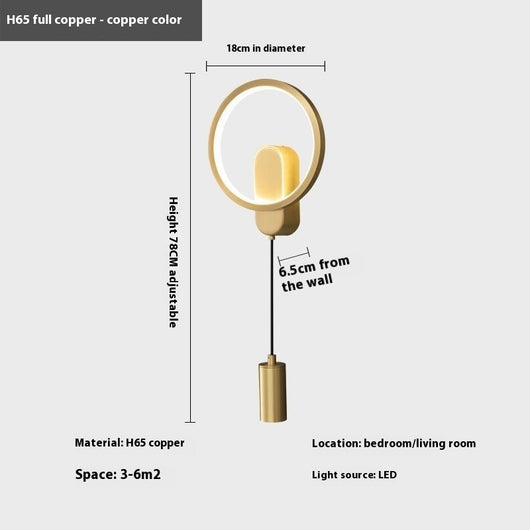Lámpara de Pared Cobre Lujo para Dormitorio y Mesita de Noche - Image 3
