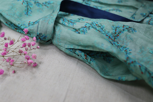 Vestido de Lino y Algodón Floral Estilo Verano con Cinturón Contraste - Image 13