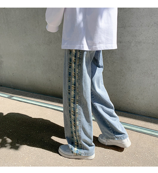 Jeans Deportivos Anchos para Hombre con Costuras de Rayas de Color - Image 19
