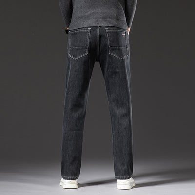 Jeans Rectos Holgados de Tiro Medio con Elasticidad para Hombre - Image 8