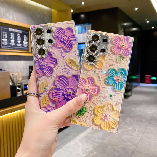 Funda para Celular con Diseño Floral de Diamantes y Protección de Lente - Image 30