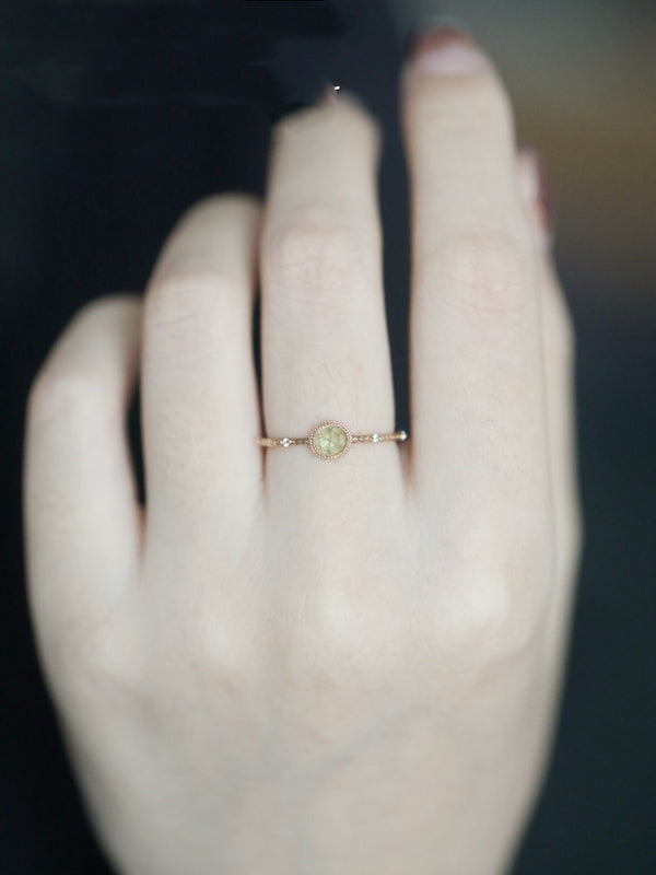 Anillo de Oliva Verde con Oro Laminado en Plata 925