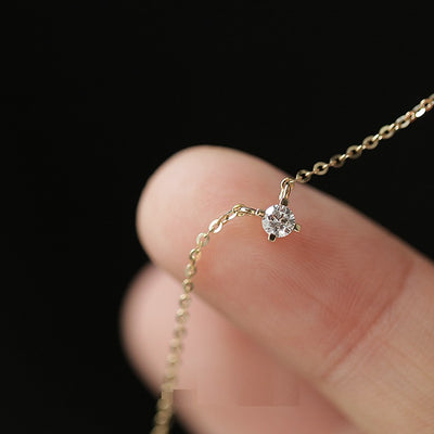 Collar de Oro Amarillo 14k con Diamante Solitario para Mujer - Image 4