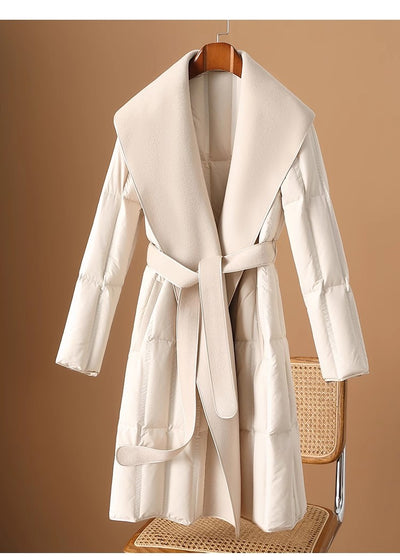 Abrigo de Plumón de Pato Blanco para Mujer - Calidez Premium - Image 13