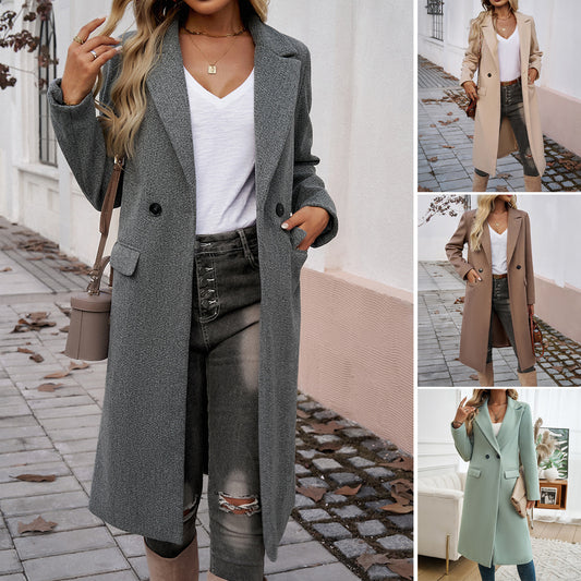 Abrigo Elegante con Cuello Solapa para Mujer Ejecutiva