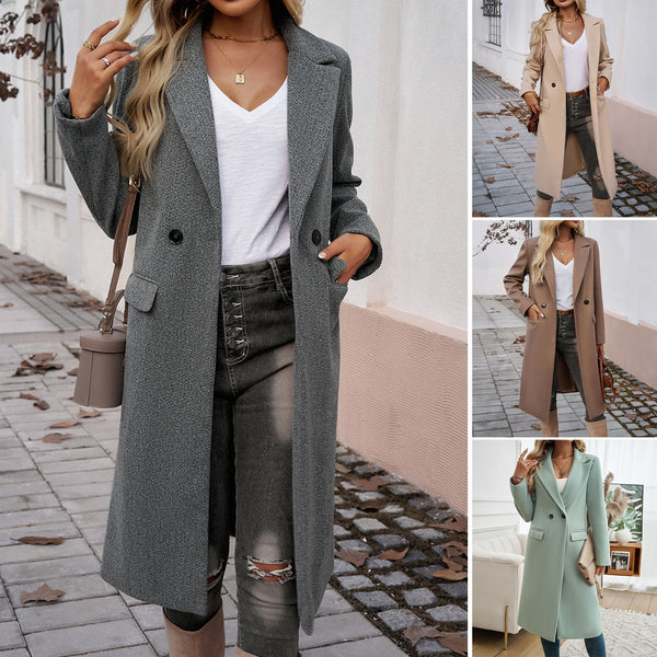 Abrigo Elegante con Cuello Solapa para Mujer Ejecutiva