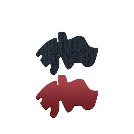 Pair of gamepad silicone stickers, one black with textured grip and one solid red, for enhanced controller grip. - Image 2