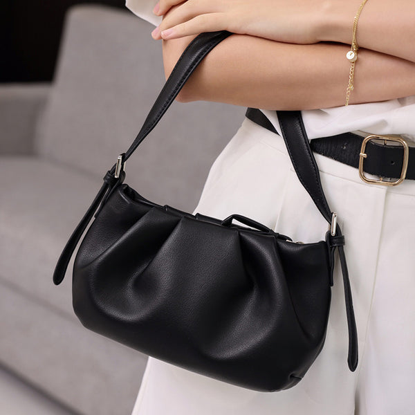 Bolso Bandolera de Cuero Nube con Pliegues - Un Hombro