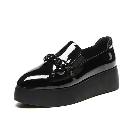 Zapatos de Cuero Estilo Británico con Cadena y Hebilla para Mujer