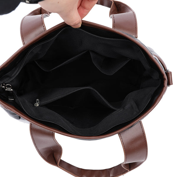 Bolso Mensajero de Cuero con Contraste Retro