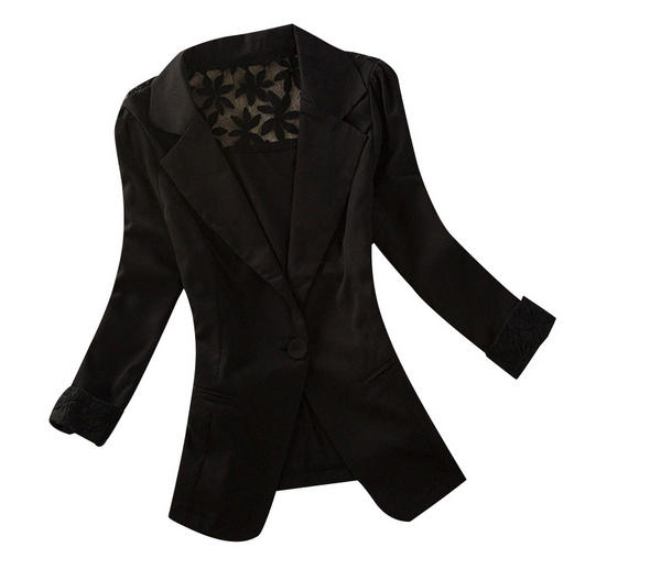 Blazer Ejecutivo para Mujer con Detalle de Encaje en Espalda