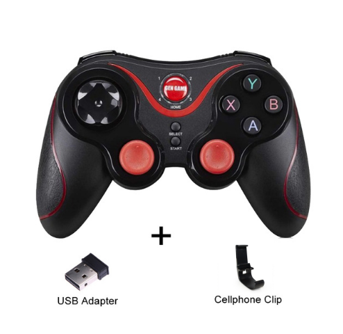 White and red wireless Bluetooth game controller with a black cellphone clip for Android mobile gaming. - Image 9
