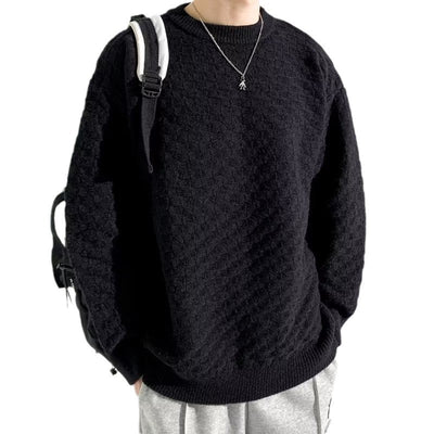 Suéter Jacquard a Cuadros Premium para Hombre - Tejido Holgado Primavera Otoño - Image 5