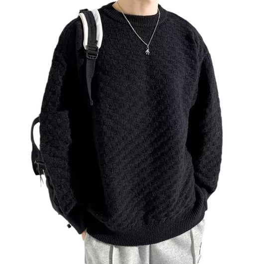 Suéter Jacquard a Cuadros Premium para Hombre - Tejido Holgado Primavera Otoño - Image 5