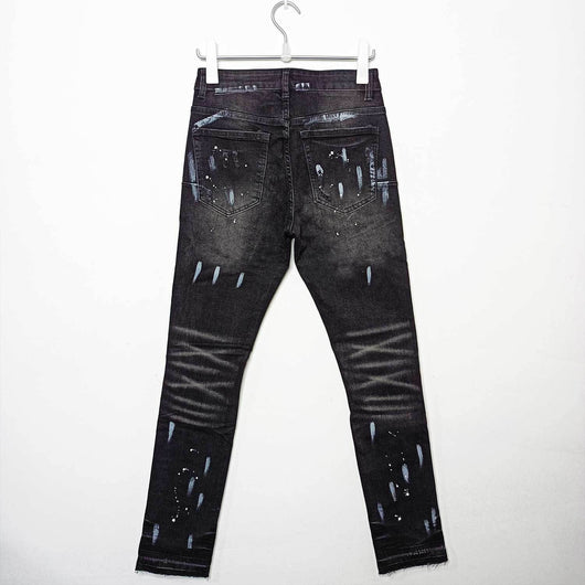 Jeans Rectos Rotos con Efecto Paint Splash y Stretch para Hombre - Image 9