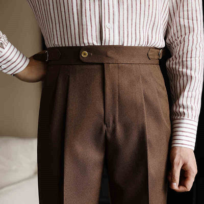 Pantalones Neapolitanos de Corte Recto Cintura Alta para Hombre - Image 10